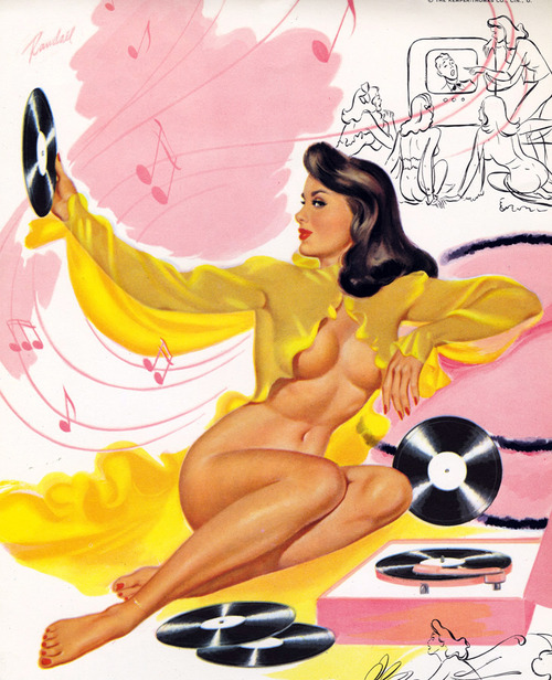 drawing of what was originally a 50s pin up model photograph 