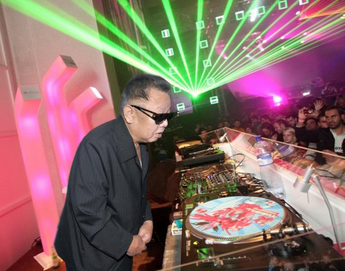 Perhaps Kiim Jong illin is celebrating the release of "Simteks and StrangeFlow Present North Korean Neuro Bass Bombz From Outer Space!"